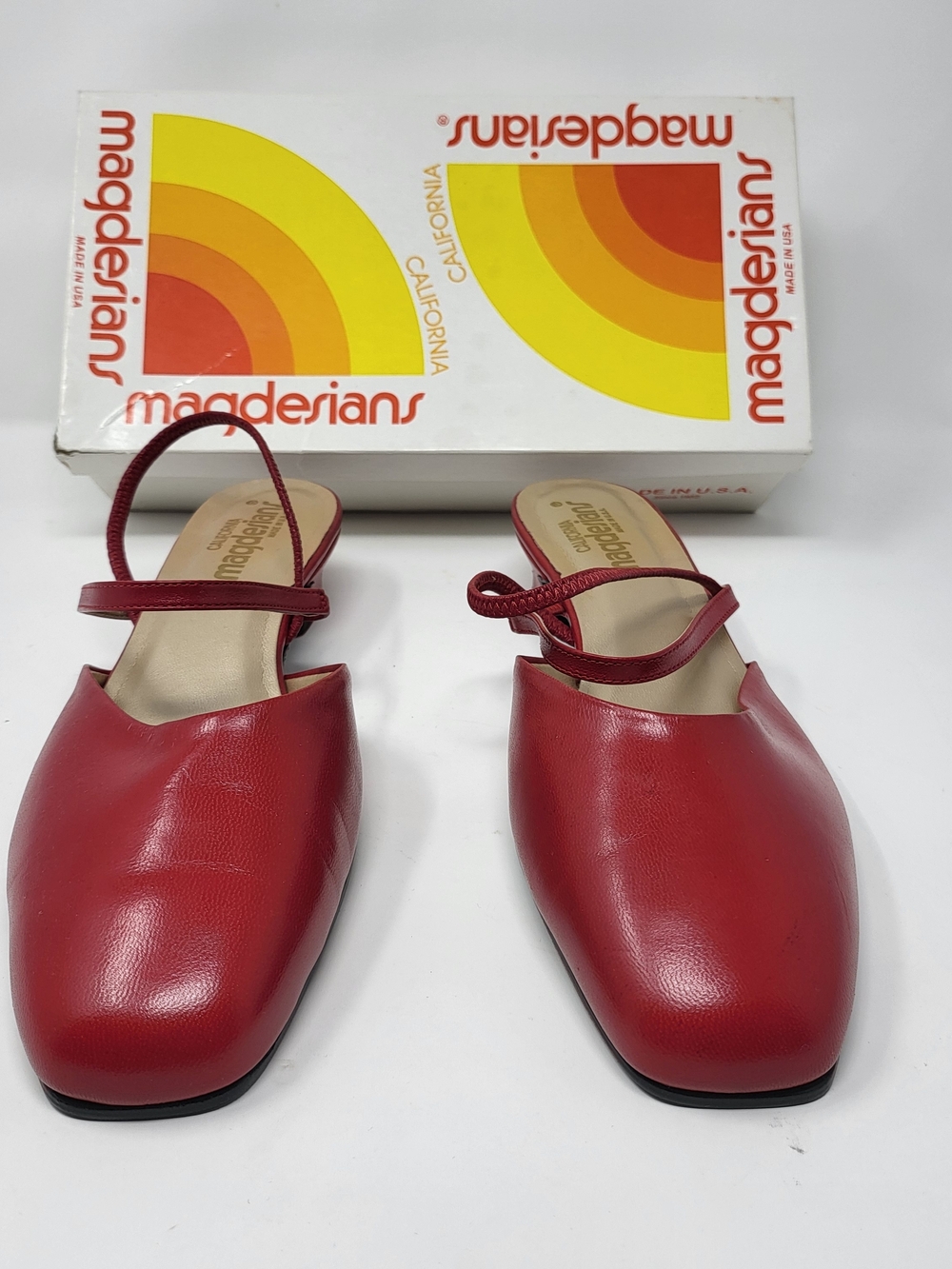 Magderian Red Leather Slingback Flats